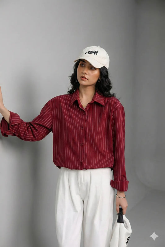 Relaxed Vertical Stripe "Boyfriend" Shirt