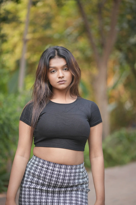 Timeless Monochrome Tweed Skort