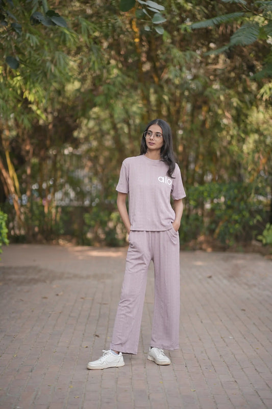 Mauve Ribbed Athleisure Set