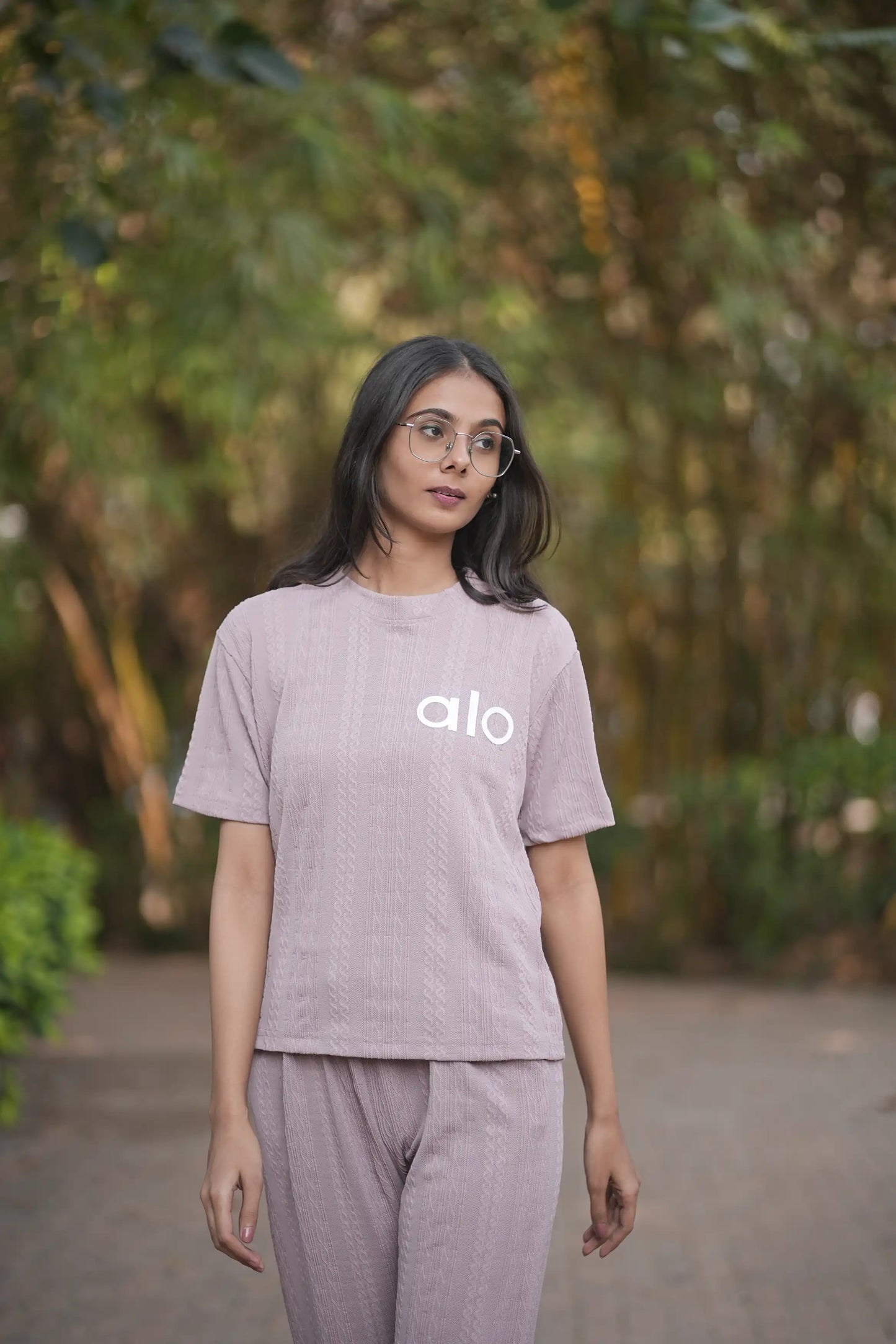 Mauve Ribbed Athleisure Set