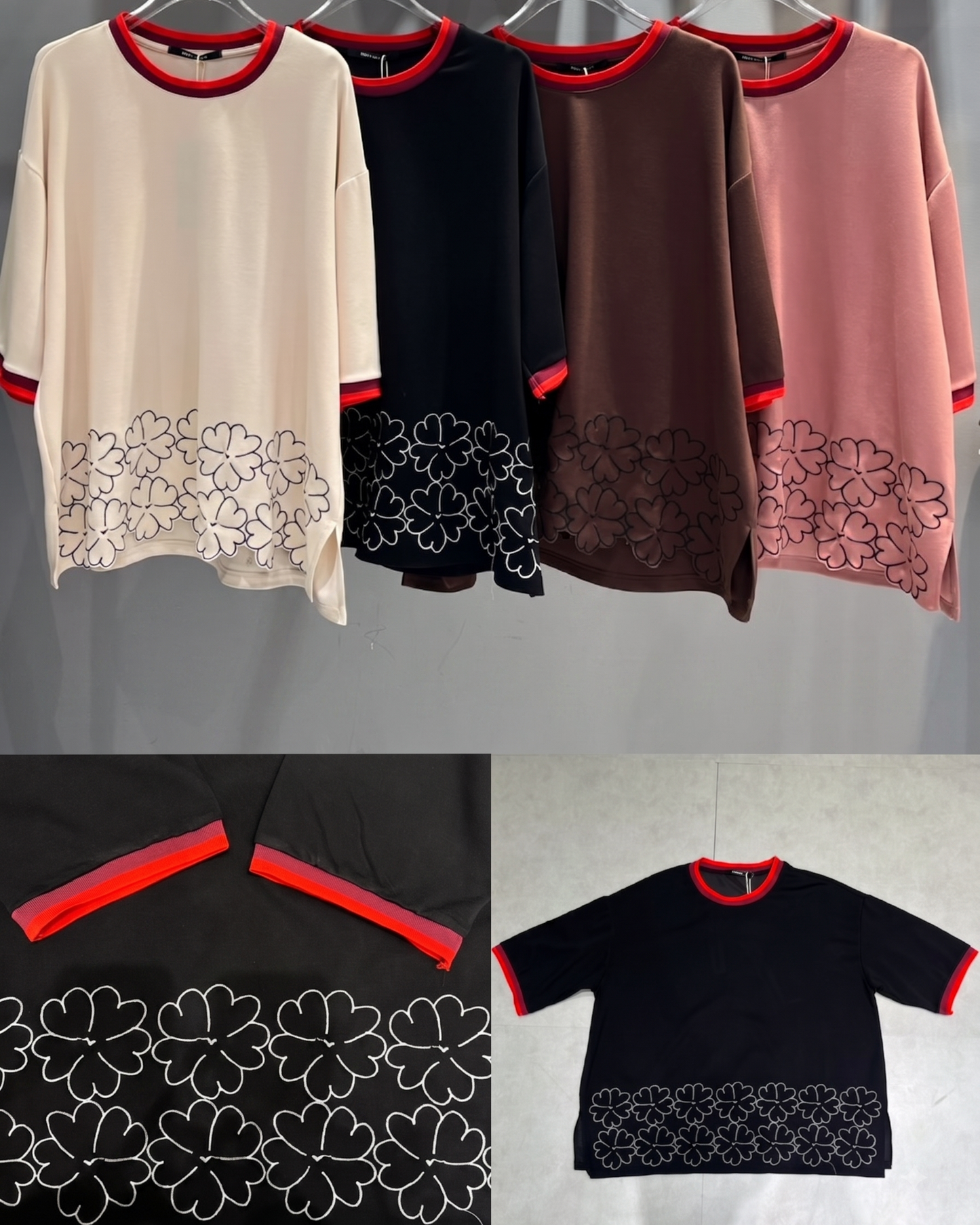 Premium Floral Hem Relaxed-Fit Top