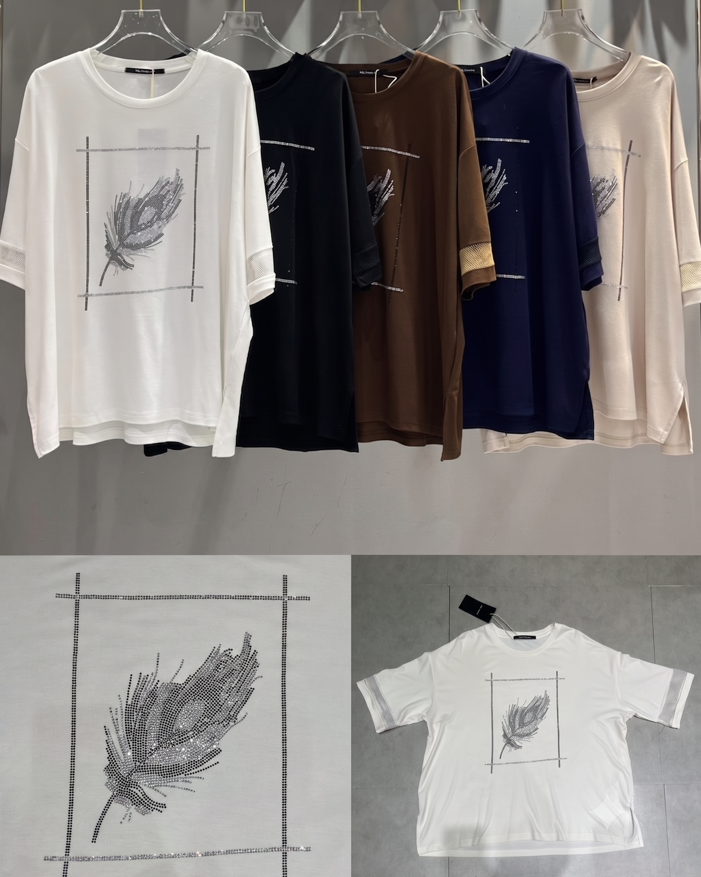Relaxed Fit Feather Motif T-Shirt
