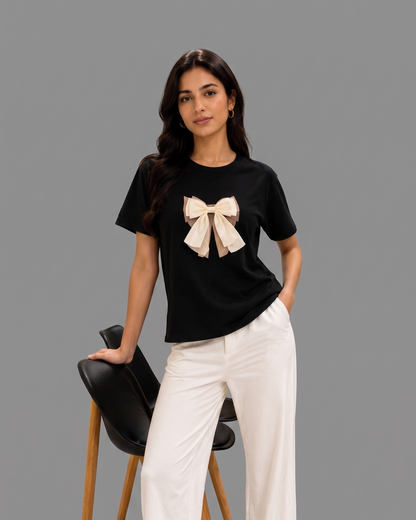 Bow applique Top