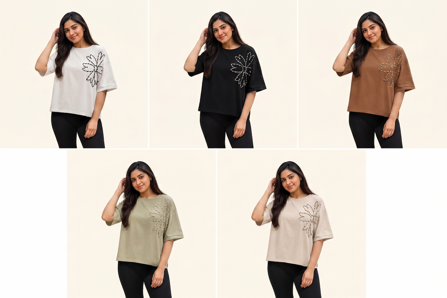 Women's Oversized Beaded Floral top