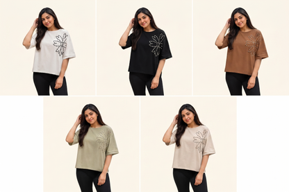 Women's Oversized Beaded Floral top
