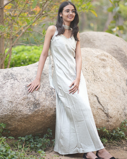 Sleek Sage Satin Column Dress