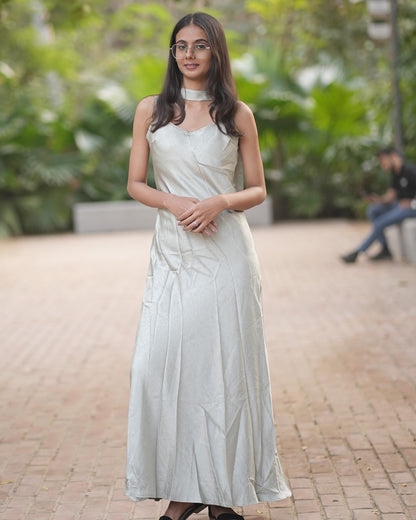 Sleek Sage Satin Column Dress
