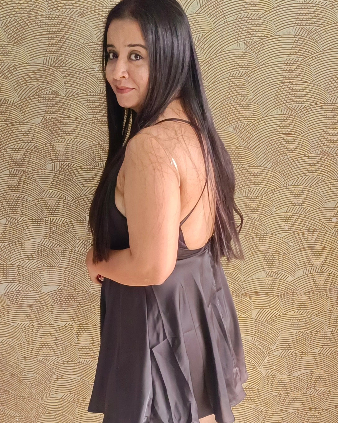 Black Flared Midi Dress