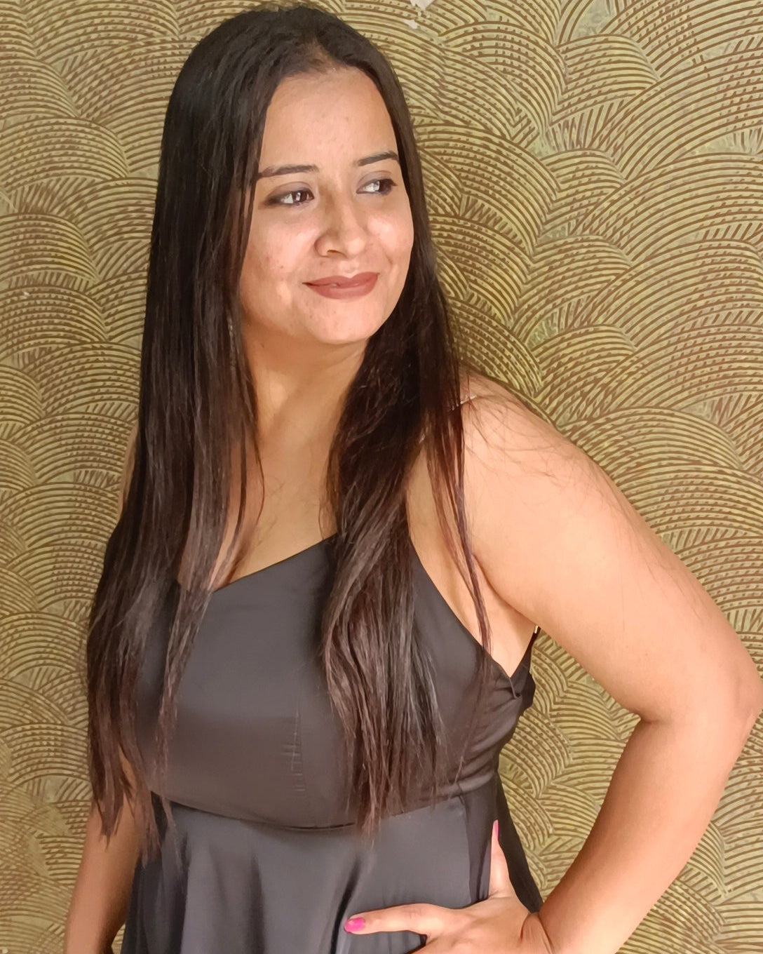 Black Flared Midi Dress