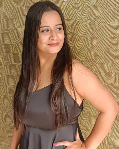 Black Flared Midi Dress