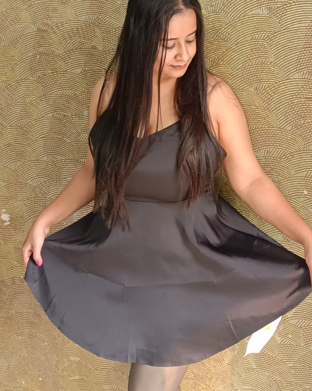 Black Flared Midi Dress