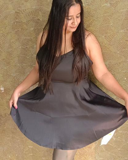 Black Flared Midi Dress