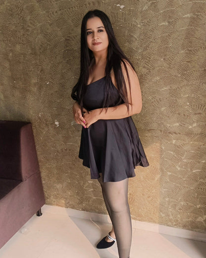 Black Flared Midi Dress