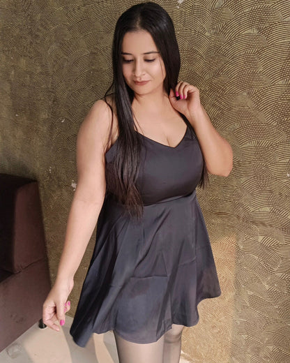 Black Flared Midi Dress