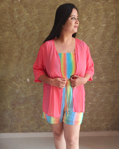 Rainbow Smocked Three-Piece Set