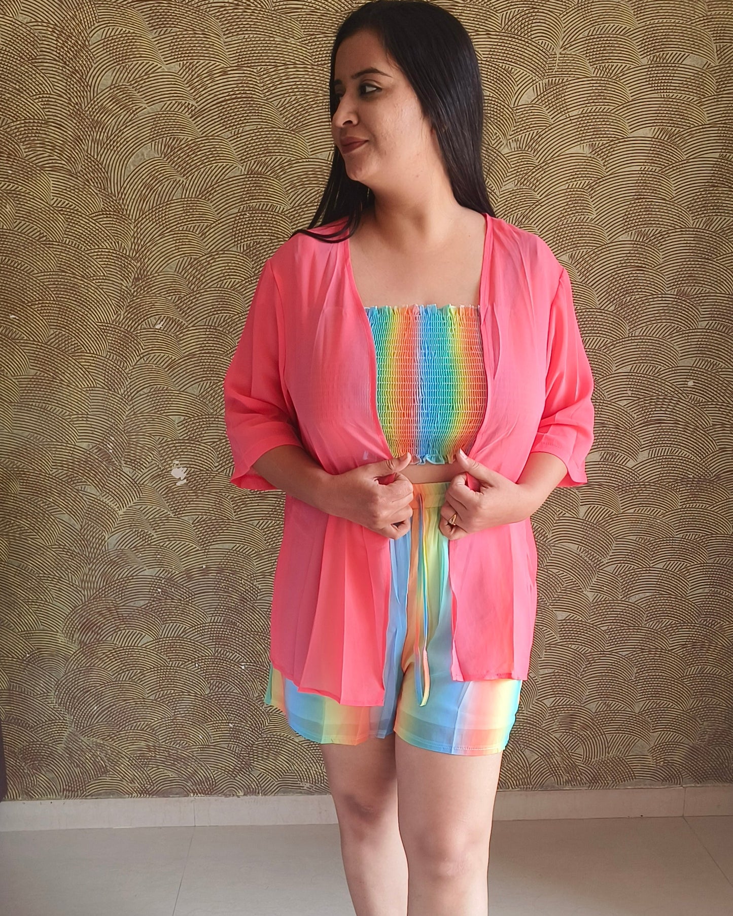 Rainbow Smocked Three-Piece Set