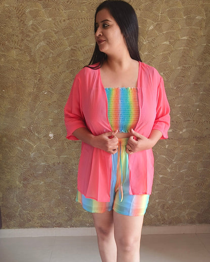 Rainbow Smocked Three-Piece Set