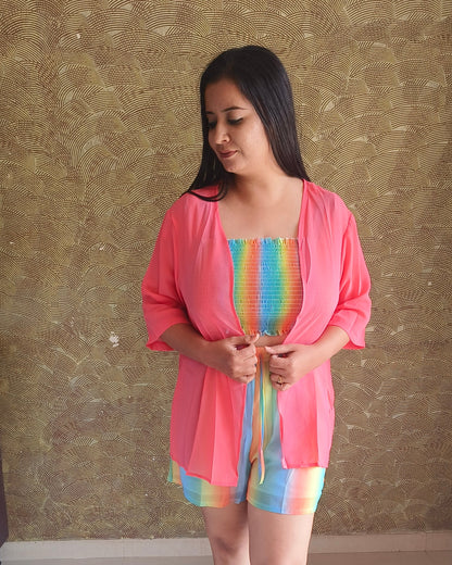 Rainbow Smocked Three-Piece Set