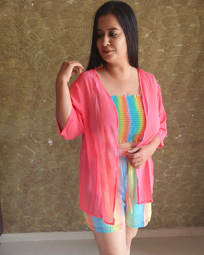 Rainbow Smocked Three-Piece Set