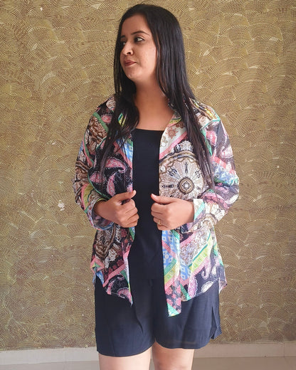 3 piece Printed Tie-Back Layered Set