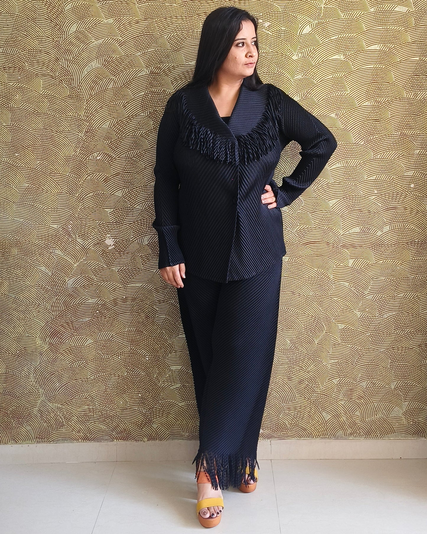 Elegant Textured Black Co-ord Set