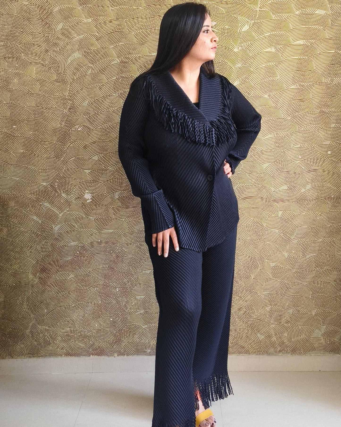 Elegant Textured Black Co-ord Set