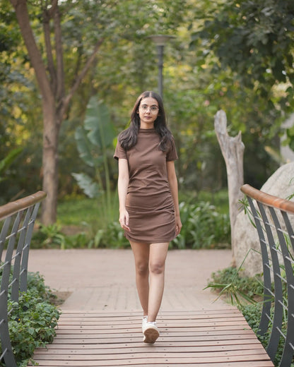 Minimalist Chocolate Ruched Mini