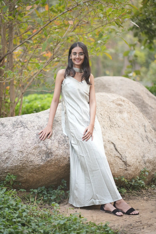 Sleek Sage Satin Column Dress