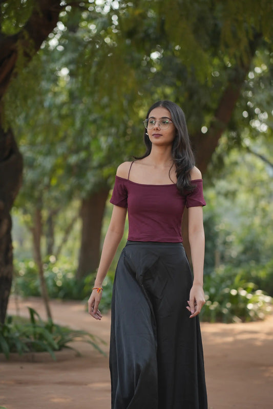 Bare shoulders & breezy skirt