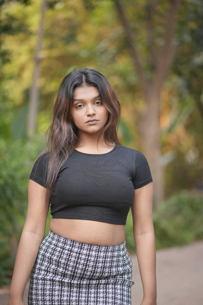 Timeless Monochrome Tweed Skort