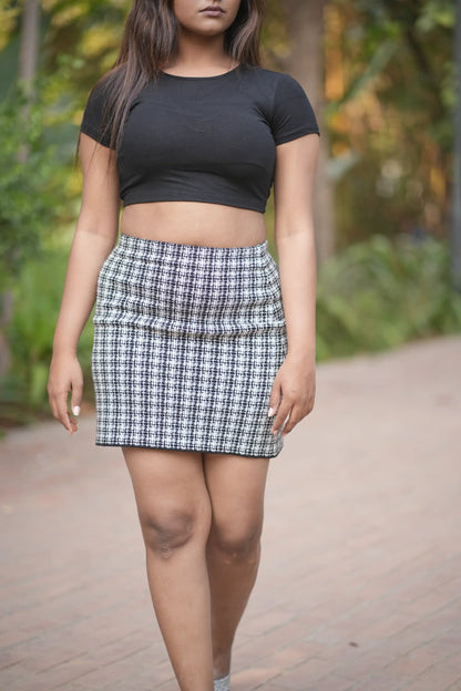 Timeless Monochrome Tweed Skort