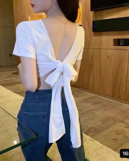 Stylish Bow-Back Crop Top