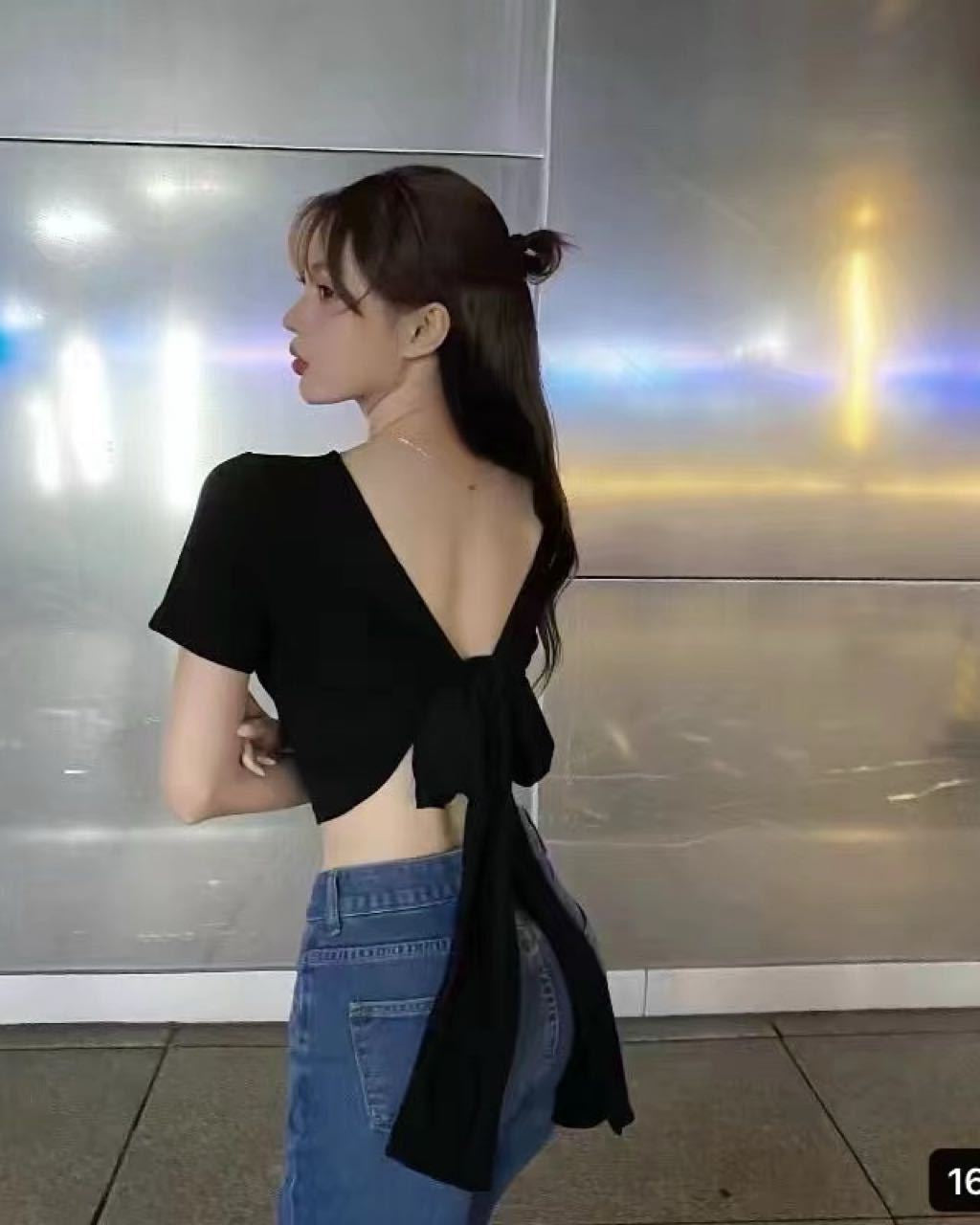 Stylish Bow-Back Crop Top